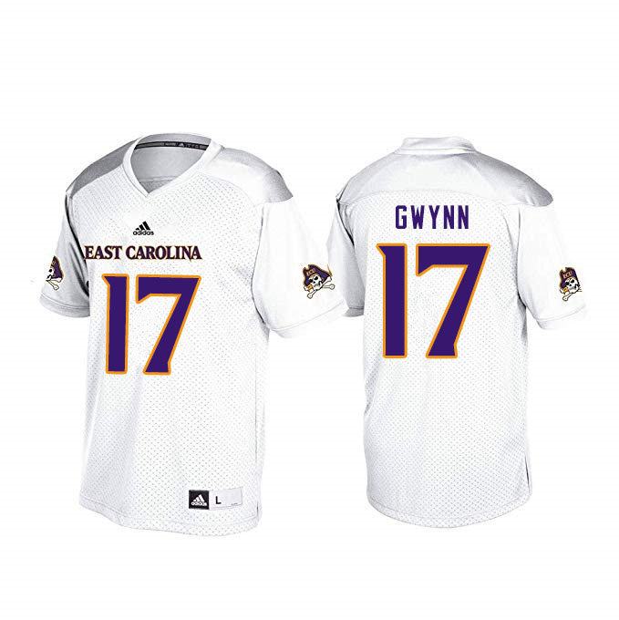 Men #17 Zach Gwynn ECU Pirates College Football Jerseys Sale-White - Click Image to Close